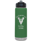Personalized green 20 oz vacuum insulated water bottle with 'Will You Be Best Man' design