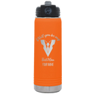 Personalized orange 20 oz vacuum insulated water bottle with 'Will You Be Best Man' design