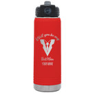 Personalized red 20 oz vacuum insulated water bottle with 'Will You Be Best Man' design