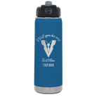 Personalized royal blue 20 oz vacuum insulated water bottle with 'Will You Be Best Man' design