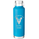 Personalized aqua 24 oz vacuum insulated water bottle with 'Will You Be Best Man' design