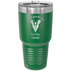 Personalized green 30 oz vacuum insulated tumbler with 'Will You Be Best Man' design