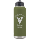 Personalized olive green 32 oz vacuum insulated water bottle with 'Will You Be Best Man' design