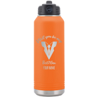 Personalized orange 32 oz vacuum insulated water bottle with 'Will You Be Best Man' design