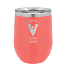 Personalized coral 12 oz vacuum insulated wine cup with 'Will You Be Best Man' design