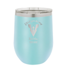 Personalized light blue 12 oz vacuum insulated wine cup with 'Will You Be Best Man' design