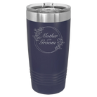 Laser etched navy 20 oz vacuum insulated tumbler with 'Mother of the Groom' design