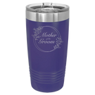 Laser etched purple 20 oz vacuum insulated tumbler with 'Mother of the Groom' design