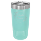 Laser etched teal 20 oz vacuum insulated tumbler with 'Mother of the Groom' design