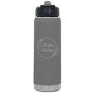 Laser etched dark gray 20 oz vacuum insulated water bottle with 'Mother of the Groom' design