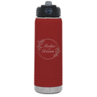 Laser etched maroon 20 oz vacuum insulated water bottle with 'Mother of the Groom' design