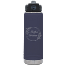 Laser etched navy 20 oz vacuum insulated water bottle with 'Mother of the Groom' design