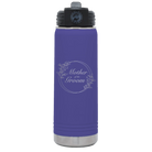 Laser etched purple 20 oz vacuum insulated water bottle with 'Mother of the Groom' design