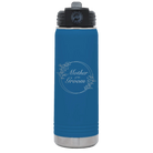 Laser etched royal blue 20 oz vacuum insulated water bottle with 'Mother of the Groom' design