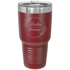 Laser etched maroon 30 oz vacuum insulated tumbler with 'Mother of the Groom' design