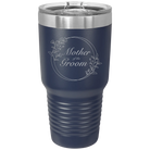 Laser etched navy 30 oz vacuum insulated tumbler with 'Mother of the Groom' design