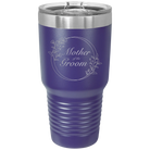 Laser etched purple 30 oz vacuum insulated tumbler with 'Mother of the Groom' design