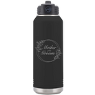 Laser etched black 32 oz vacuum insulated water bottle with 'Mother of the Groom' design