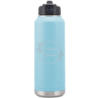 Laser etched light blue 32 oz vacuum insulated water bottle with 'Mother of the Groom' design