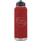 Laser etched maroon 32 oz vacuum insulated water bottle with 'Mother of the Groom' design