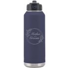 Laser etched navy 32 oz vacuum insulated water bottle with 'Mother of the Groom' design