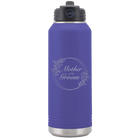 Laser etched purple 32 oz vacuum insulated water bottle with 'Mother of the Groom' design