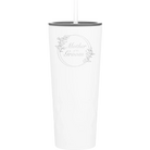 Laser etched white 20 oz vacuum insulated tumbler with 'Mother of the Groom' design