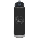 Laser etched black 20 oz vacuum insulated water bottle with 'Mother of the Bride' design
