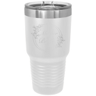 Laser etched white 30 oz vacuum insulated tumbler with 'Mother of the Bride' design