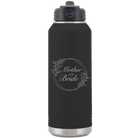 Laser etched black 32 oz vacuum insulated water bottle with 'Mother of the Bride' design