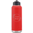 Laser etched red 32 oz vacuum insulated water bottle with 'Mother of the Bride' design