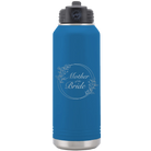 Laser etched royal blue 32 oz vacuum insulated water bottle with 'Mother of the Bride' design