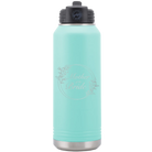 Laser etched teal 32 oz vacuum insulated water bottle with 'Mother of the Bride' design