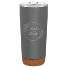 Laser etched storm gray 20 oz vacuum insulated tumbler with 'Mother of the Bride' design