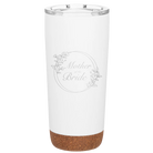 Laser etched white 20 oz vacuum insulated tumbler with 'Mother of the Bride' design