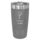 Personalized dark gray 20 oz vacuum insulated tumbler with 'Bridesmaid with flowers' design