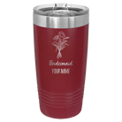 Personalized maroon 20 oz vacuum insulated tumbler with 'Bridesmaid with flowers' design