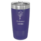 Personalized purple 20 oz vacuum insulated tumbler with 'Bridesmaid with flowers' design