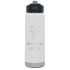 Personalized white 20 oz vacuum insulated water bottle with 'Bridesmaid with flowers' design