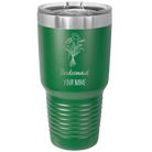 Personalized green 30 oz vacuum insulated tumbler with 'Bridesmaid with flowers' design