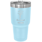 Personalized light blue 30 oz vacuum insulated tumbler with 'Bridesmaid with flowers' design