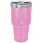 Personalized light purple 30 oz vacuum insulated tumbler with 'Bridesmaid with flowers' design