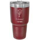 Personalized maroon 30 oz vacuum insulated tumbler with 'Bridesmaid with flowers' design