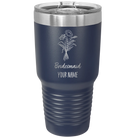 Personalized navy 30 oz vacuum insulated tumbler with 'Bridesmaid with flowers' design