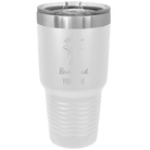 Personalized white 30 oz vacuum insulated tumbler with 'Bridesmaid with flowers' design
