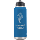 Personalized royal blue 32 oz vacuum insulated water bottle with 'Bridesmaid with flowers' design