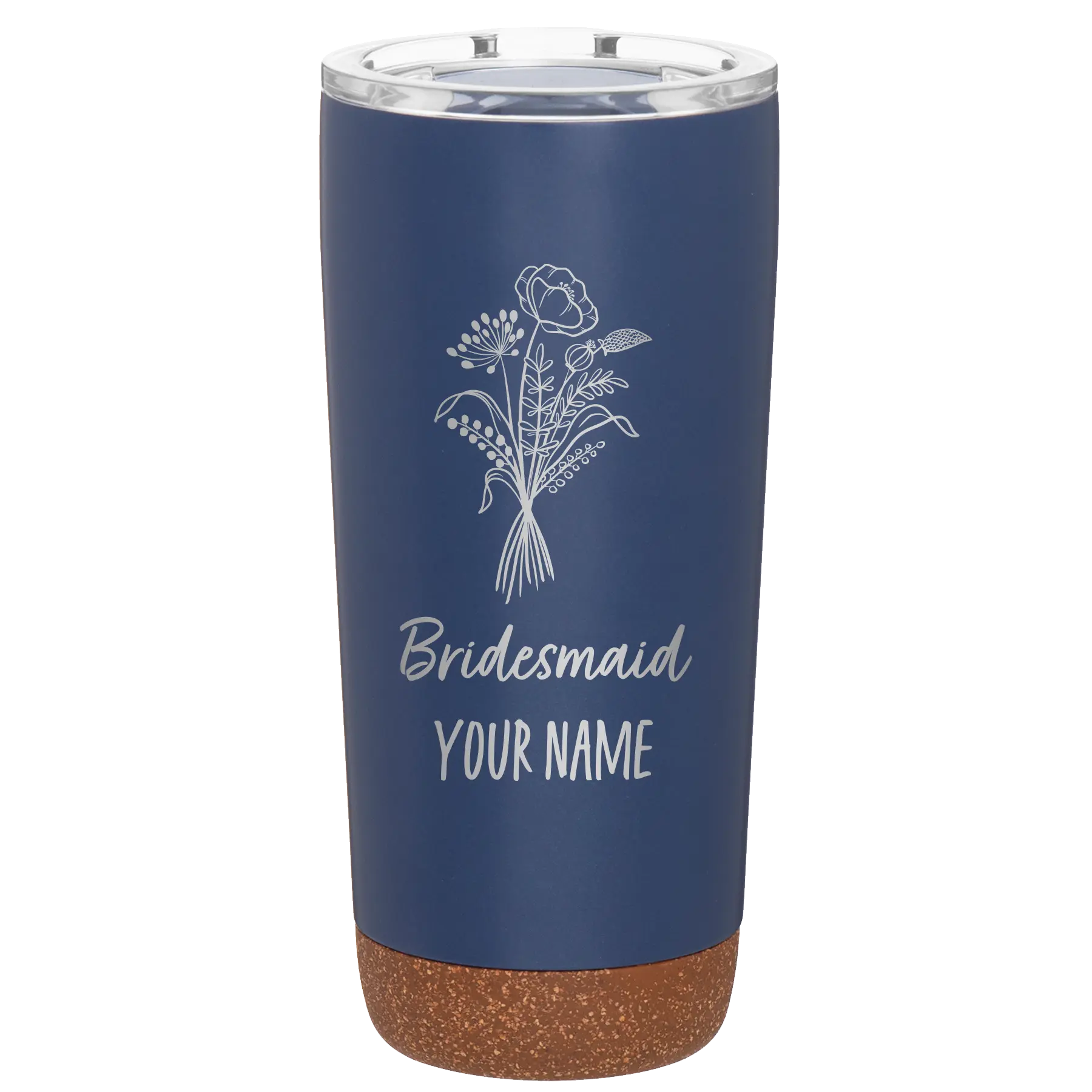 Personalized constellation 20 oz vacuum insulated tumbler with 'Bridesmaid with flowers' design