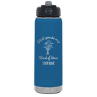 Personalized royal blue 20 oz vacuum insulated water bottle with 'Will you be' design
