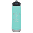 Personalized teal 20 oz vacuum insulated water bottle with 'Will you be' design