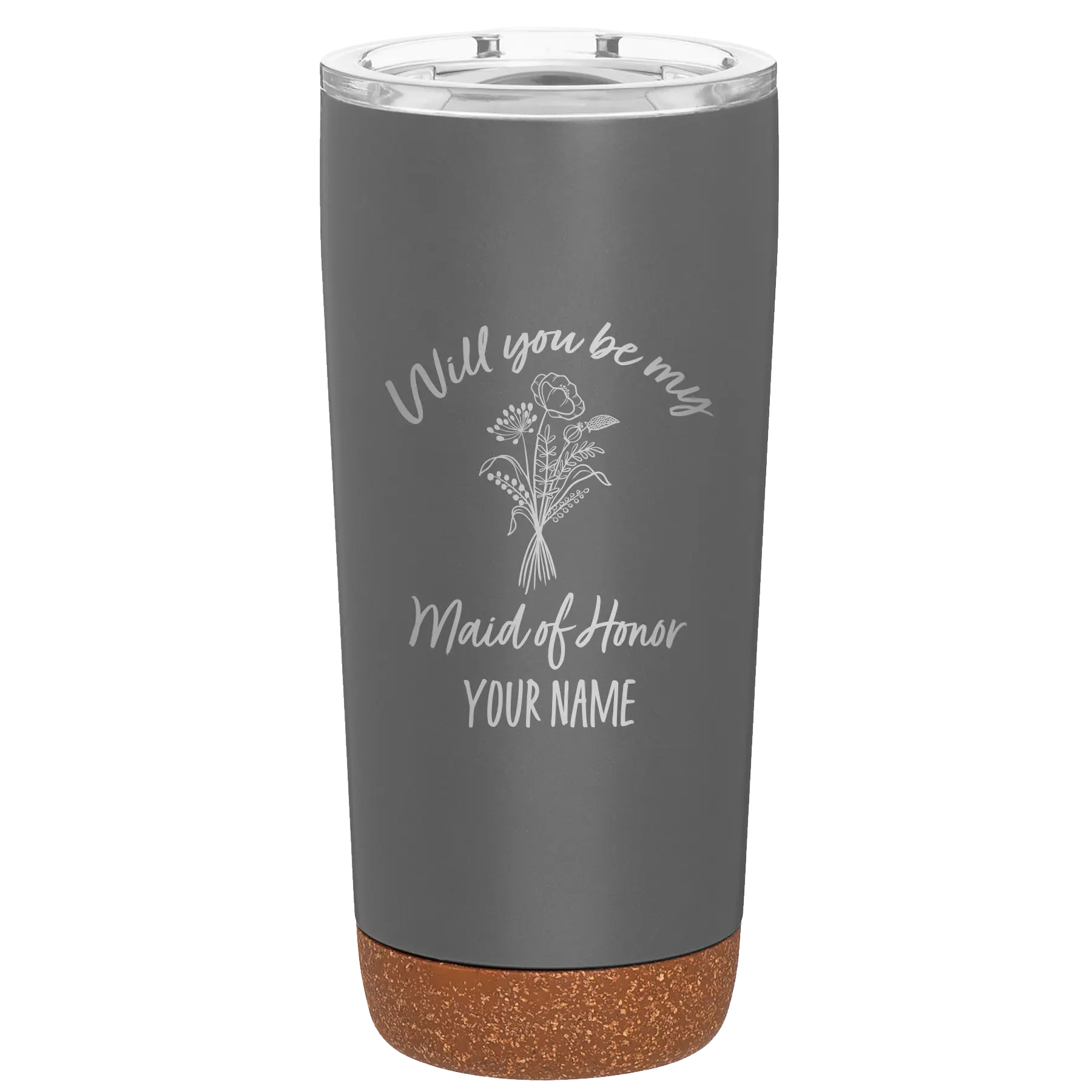Personalized storm gray 20 oz vacuum insulated tumbler with 'Will you be' design
